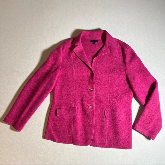 Lands End 100% Wool Soft Unlined Coat Blazer in Hot Pink Fuchsia, Size 18 - Picture 1 of 8